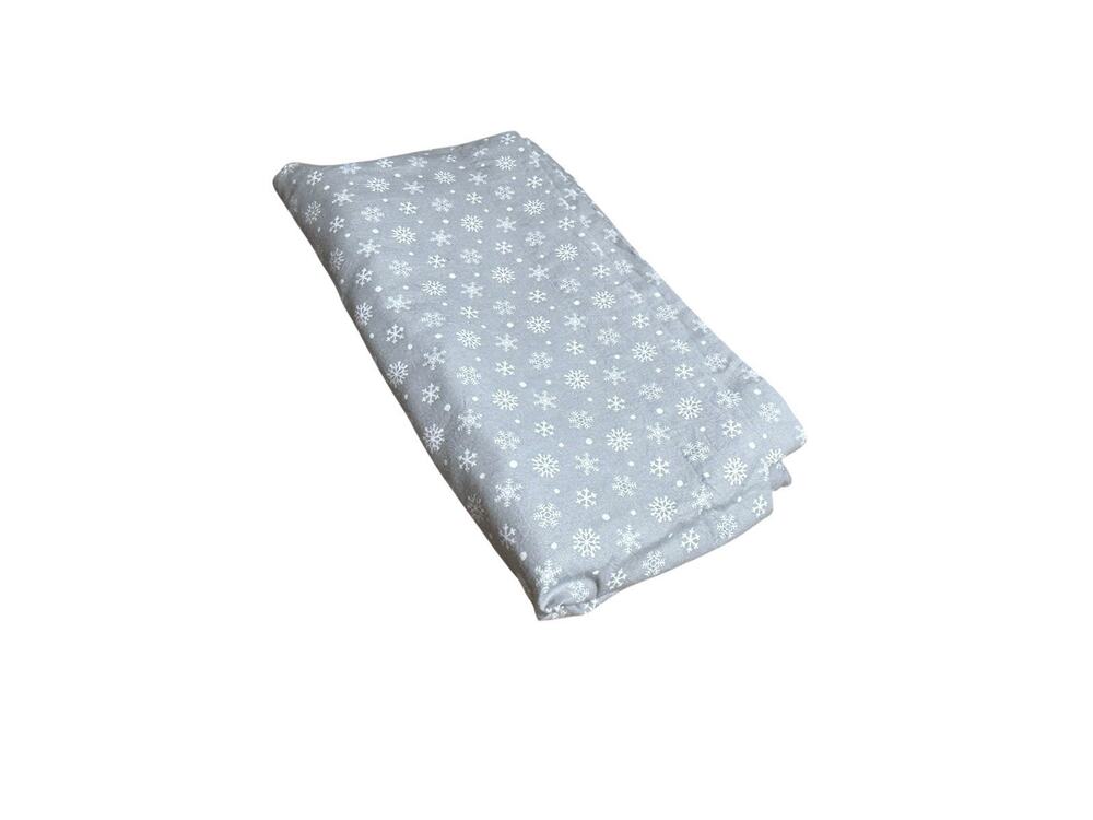 Ashley Cooper Queen Snowflake Flat Sheet Flannel Cotton Gray Holiday Christmas